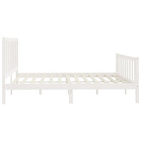 Produktbild för Sängram vit massivt trä 200x200 cm