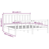 Produktbild för Sängram vit massivt trä 200x200 cm