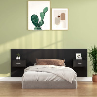 Produktbild för Sänggavel med lådor svart konstruerat trä
