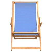 Produktbild för Hopfällbar strandstol massiv teak blå