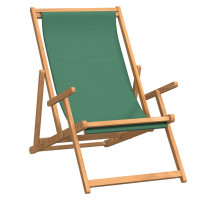 Produktbild för Hopfällbar strandstol massiv teak grön