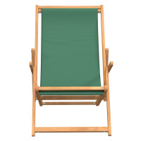Produktbild för Hopfällbar strandstol massiv teak grön