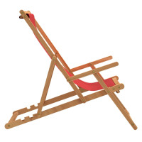 Produktbild för Hopfällbar strandstol massiv teak röd