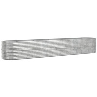 Produktbild för Odlingslåda pulverlackerat stål 440x80x68 cm silver