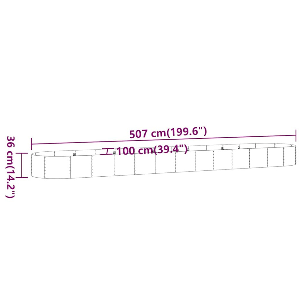 Produktbild för Odlingslåda galvaniserat stål 507x100x36 cm antracit