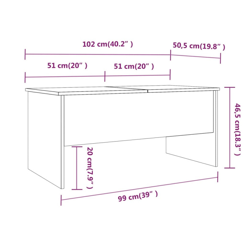 Produktbild för Soffbord vit 102x50,5x46,5 cm konstruerat trä
