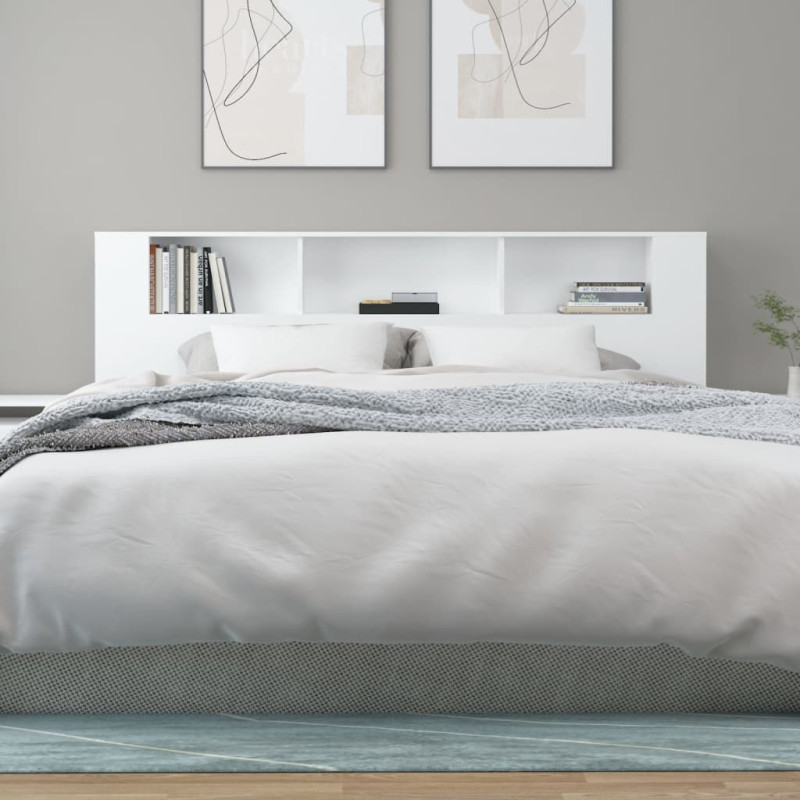 Produktbild för Sänggavel med förvaring vit 200x18,5x104,5 cm