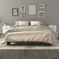 Produktbild för Sängbord 2 st vit högglans 40x35x47,5 cm