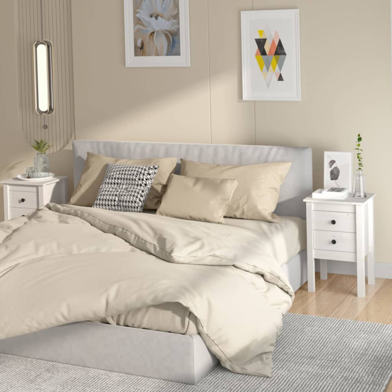 Produktbild för Sängbord 2 st vit 40x35x61,5 cm massiv furu