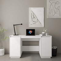 Produktbild för Skrivbord vit 140x50x75 cm massiv furu