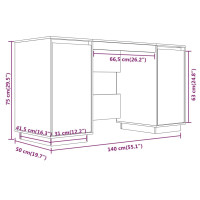 Produktbild för Skrivbord svart 140x50x75 cm massiv furu