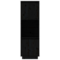 Produktbild för Vitrinskåp svart 38x35x117 cm massiv furu