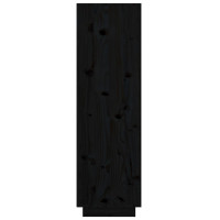 Produktbild för Vitrinskåp svart 38x35x117 cm massiv furu