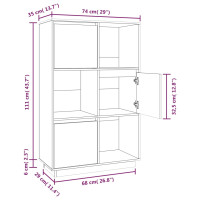 Produktbild för Högskåp svart 74x35x117 cm massiv furu