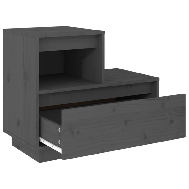 Produktbild för Sängbord 2 st grå 60x34x51 cm massiv furu