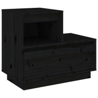 Miniatyr av produktbild för Sängbord svart 60x34x51 cm massiv furu