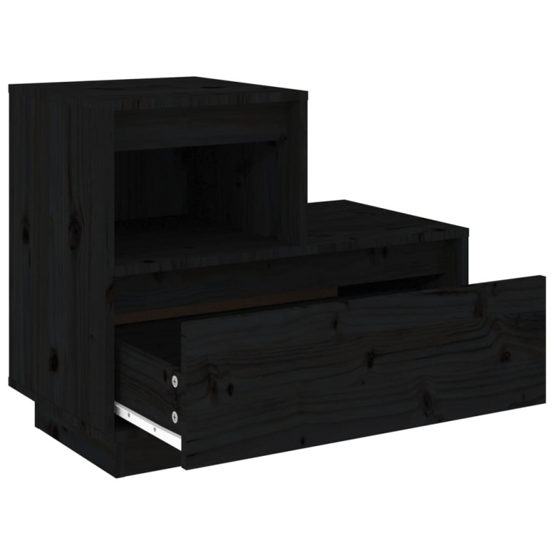 Produktbild för Sängbord svart 60x34x51 cm massiv furu