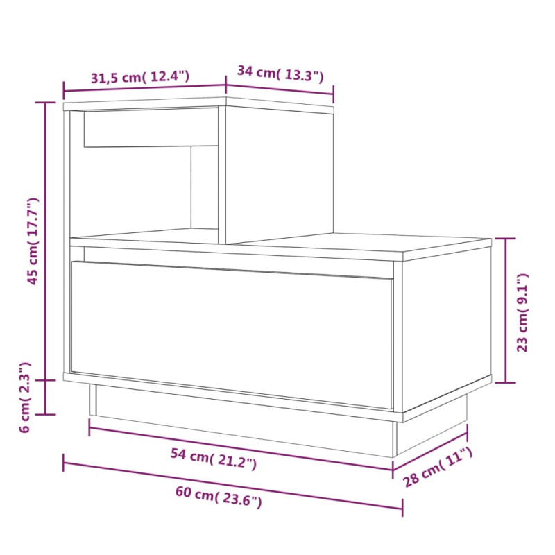 Produktbild för Sängbord 2 st svart 60x34x51 cm massiv furu