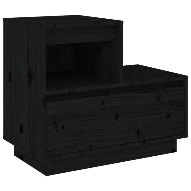 Produktbild för Sängbord 2 st svart 60x34x51 cm massiv furu