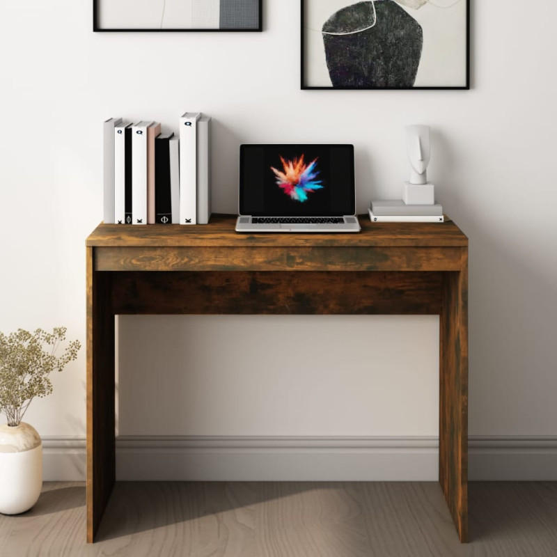 Produktbild för Skrivbord rökfärgad ek 90x40x72 cm konstruerat trä