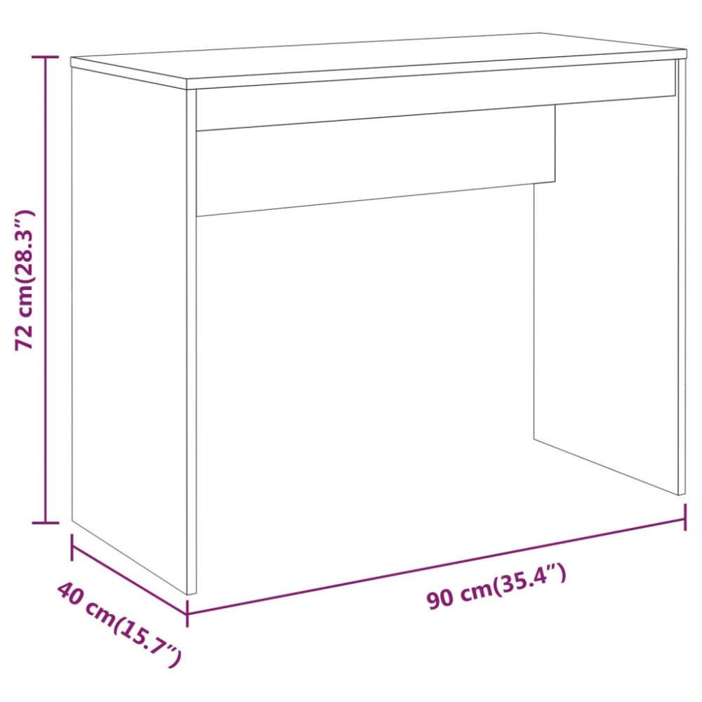 Produktbild för Skrivbord rökfärgad ek 90x40x72 cm konstruerat trä