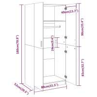 Produktbild för Garderob rökfärgad ek 80x52x180 cm konstruerat trä