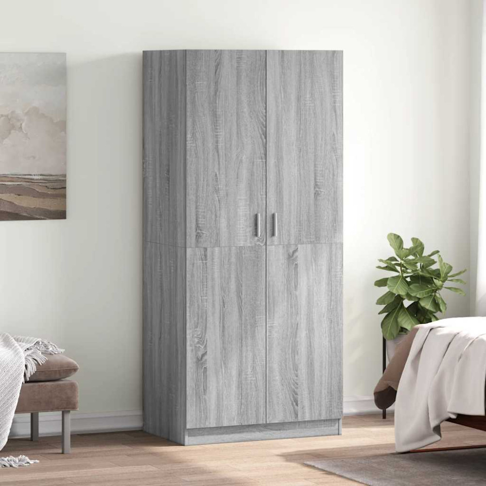 Produktbild för Klädhängare grå sonoma 80x52x180 cm konstruerat trä