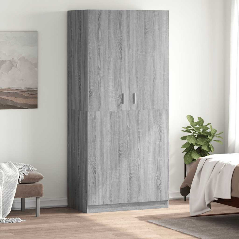 Produktbild för Klädhängare grå sonoma 90x52x200 cm konstruerat trä