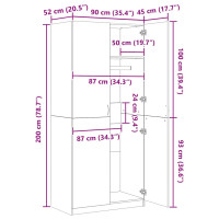 Produktbild för Klädhängare grå sonoma 90x52x200 cm konstruerat trä