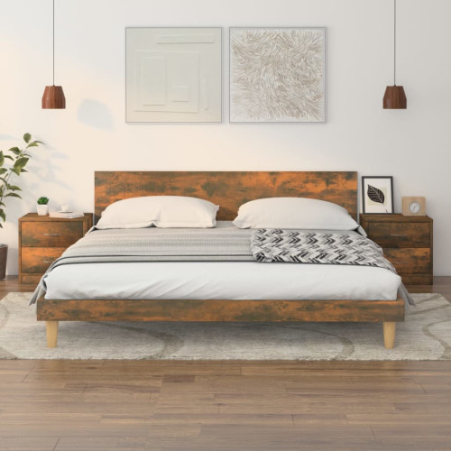vidaXL Sängbord 2 st rökfärgad ek 40x30x40 cm konstruerat trä