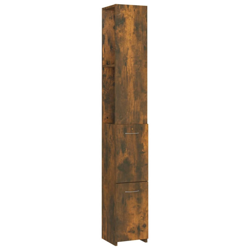 Produktbild för Badrumsskåp rökfärgad ek 25x26,5x170 cm konstruerat trä