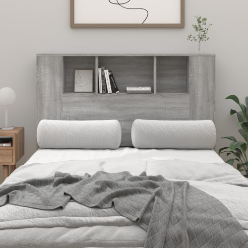 vidaXL Sänggavel med förvaring grå sonoma 120x18,5x104,5 cm