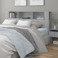 Miniatyr av produktbild för Sänggavel med förvaring grå sonoma 200x18,5x104,5 cm