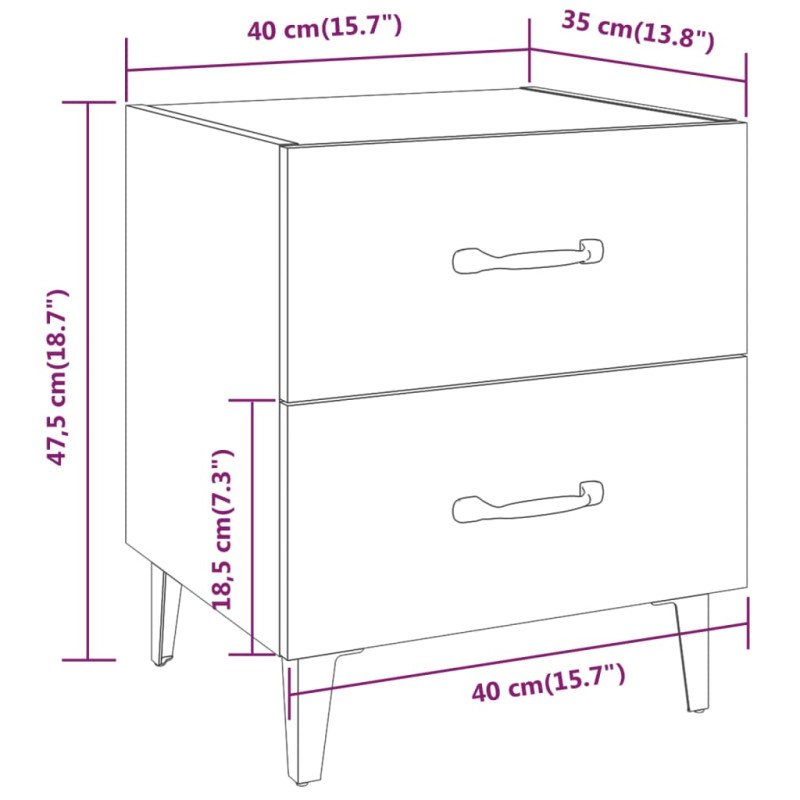 Produktbild för Sängbord grå sonoma 40x35x47,5 cm