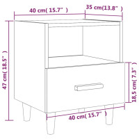 Produktbild för Sängbord rökfärgad ek 40x35x47 cm