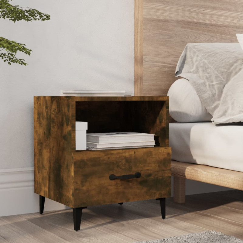 Produktbild för Sängbord rökfärgad ek konstruerat trä