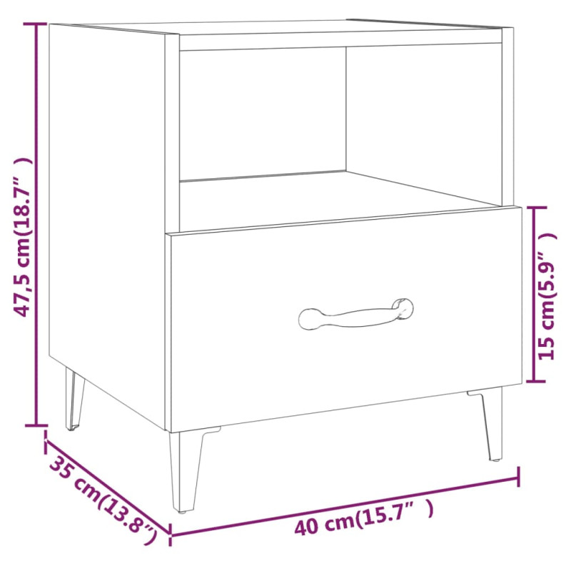 Produktbild för Sängbord 2 st grå sonoma konstruerat trä
