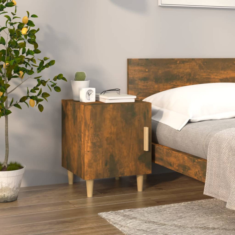 Produktbild för Sängbord rökfärgad ek konstruerat trä