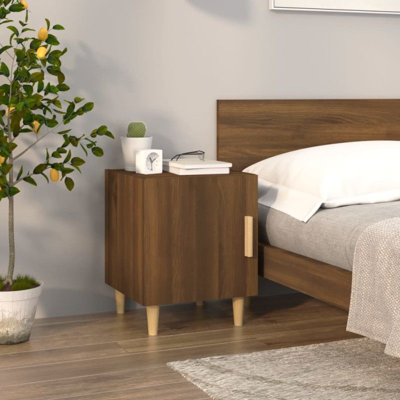 Produktbild för Sängbord brun ek konstruerat trä