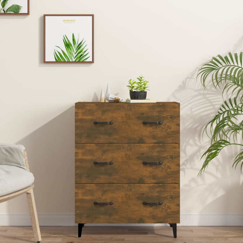 Produktbild för Skänk rökfärgad ek 69,5x34x90 cm konstruerat trä