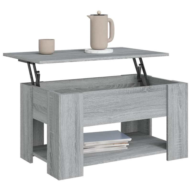 Produktbild för Soffbord grå sonoma-ek 79x49x41 cm konstruerat trä