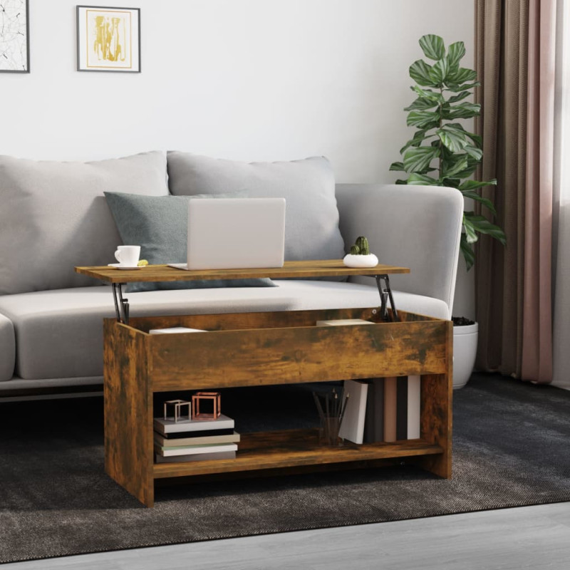 Produktbild för Soffbord rökfärgad ek 102x50x52,5 cm konstruerat trä