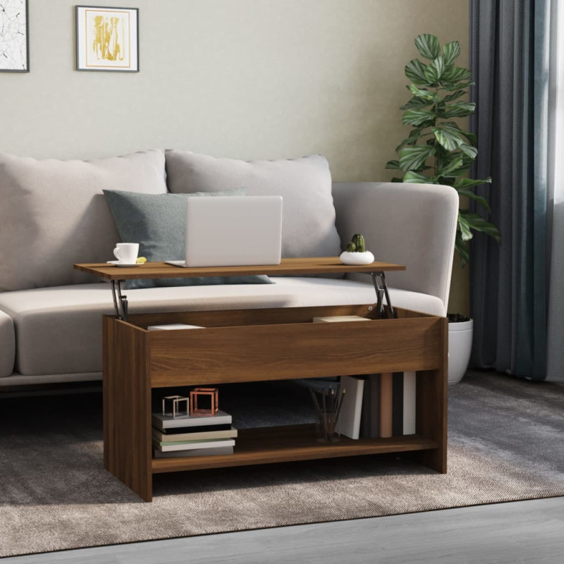 Produktbild för Soffbord brun ek 102x50x52,5 cm konstruerat trä