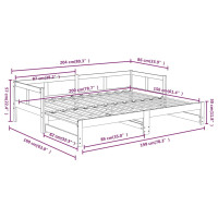 Produktbild för Utdragbar dagbädd massiv furu 2x(80x200) cm