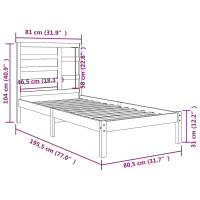 Produktbild för Sängram massivt trä 75x190 cm