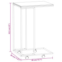 Produktbild för Sidobord med hjul svart 40x30x63,5 cm konstruerat trä