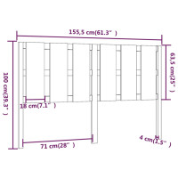 Produktbild för Sänggavel honungsbrun 155,5x4x100 cm massiv furu