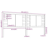 Produktbild för Sänggavel svart 146x4x100 cm massiv furu