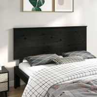 Produktbild för Sänggavel svart 164x6x82,5 cm massiv furu