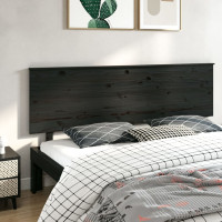 Produktbild för Sänggavel svart 204x6x82,5 cm massiv furu